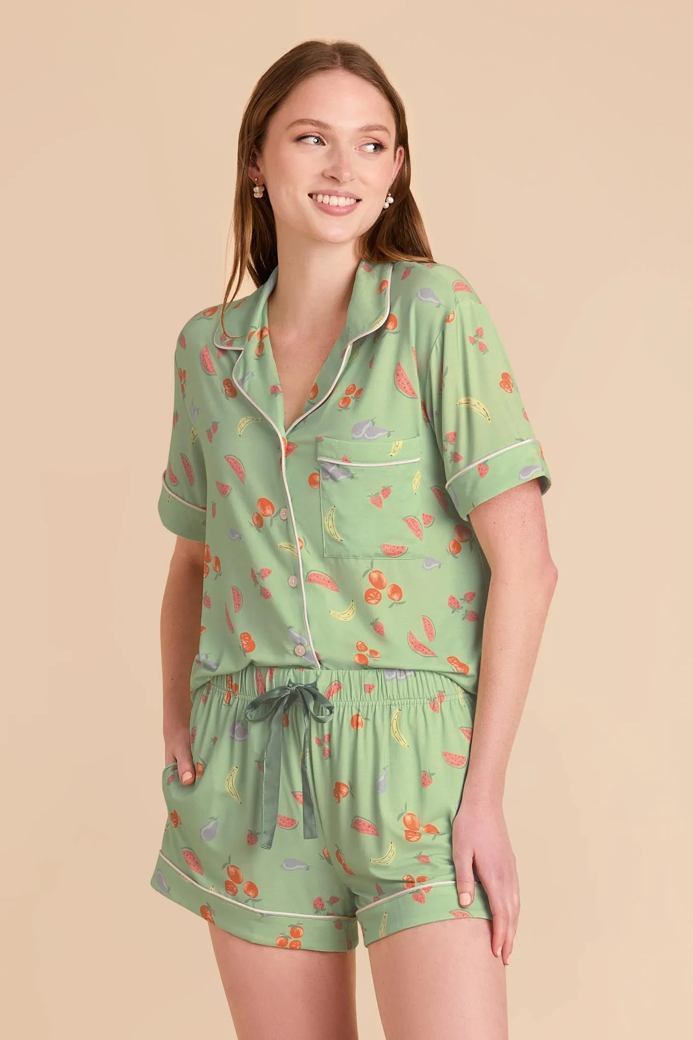 Jonny Print Pajama Set - Pale Pistachio Tutti Fruitti sold by Birdy Grey product image thumbnail 2