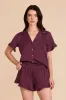 Esther Ruffled Short Sleeve Pajama Set - Cabernet sold by Birdy Grey