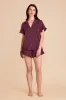 Esther Ruffled Short Sleeve Pajama Set - Cabernet sold by Birdy Grey