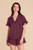 Esther Ruffled Short Sleeve Pajama Set - Cabernet sold by Birdy Grey
