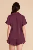 Esther Ruffled Short Sleeve Pajama Set - Cabernet sold by Birdy Grey