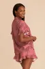 Esther Ruffled Short Sleeve Pajama Set - Wild Rose Whimsical Blooms sold by Birdy Grey