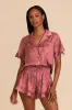 Esther Ruffled Short Sleeve Pajama Set - Wild Rose Whimsical Blooms sold by Birdy Grey