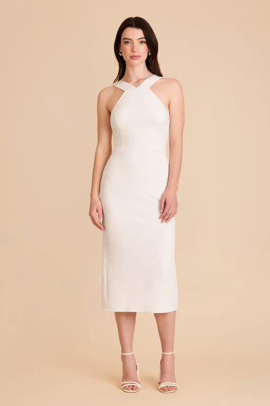 Gene Midi Dress Crepe - White sold by Birdy Grey