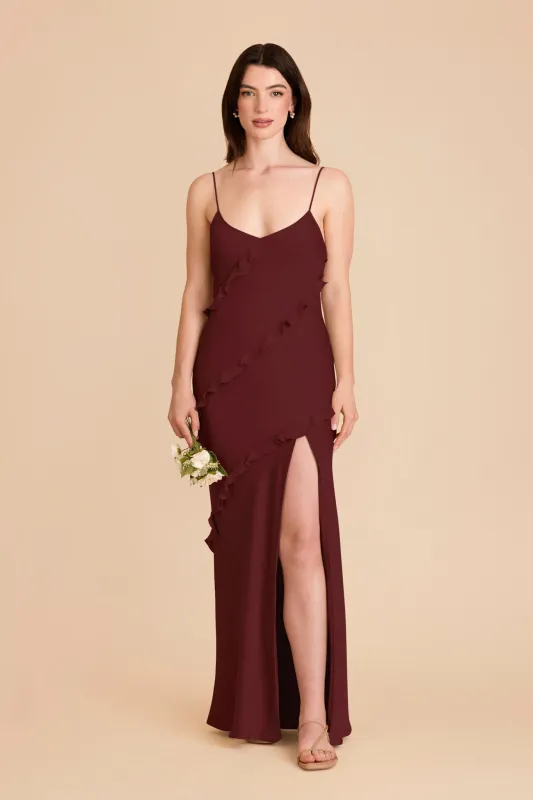 Valentina Matte Satin Dress - Cabernet sold by Birdy Grey