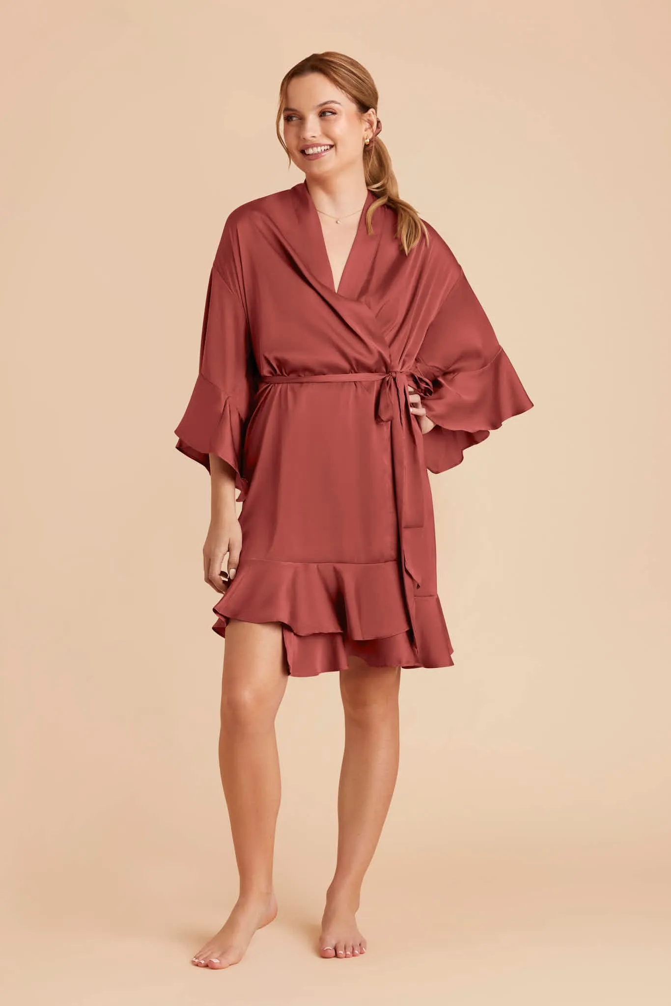 Kenny Ruffle Satin Robe - Auburn sold by Birdy Grey product image thumbnail 4