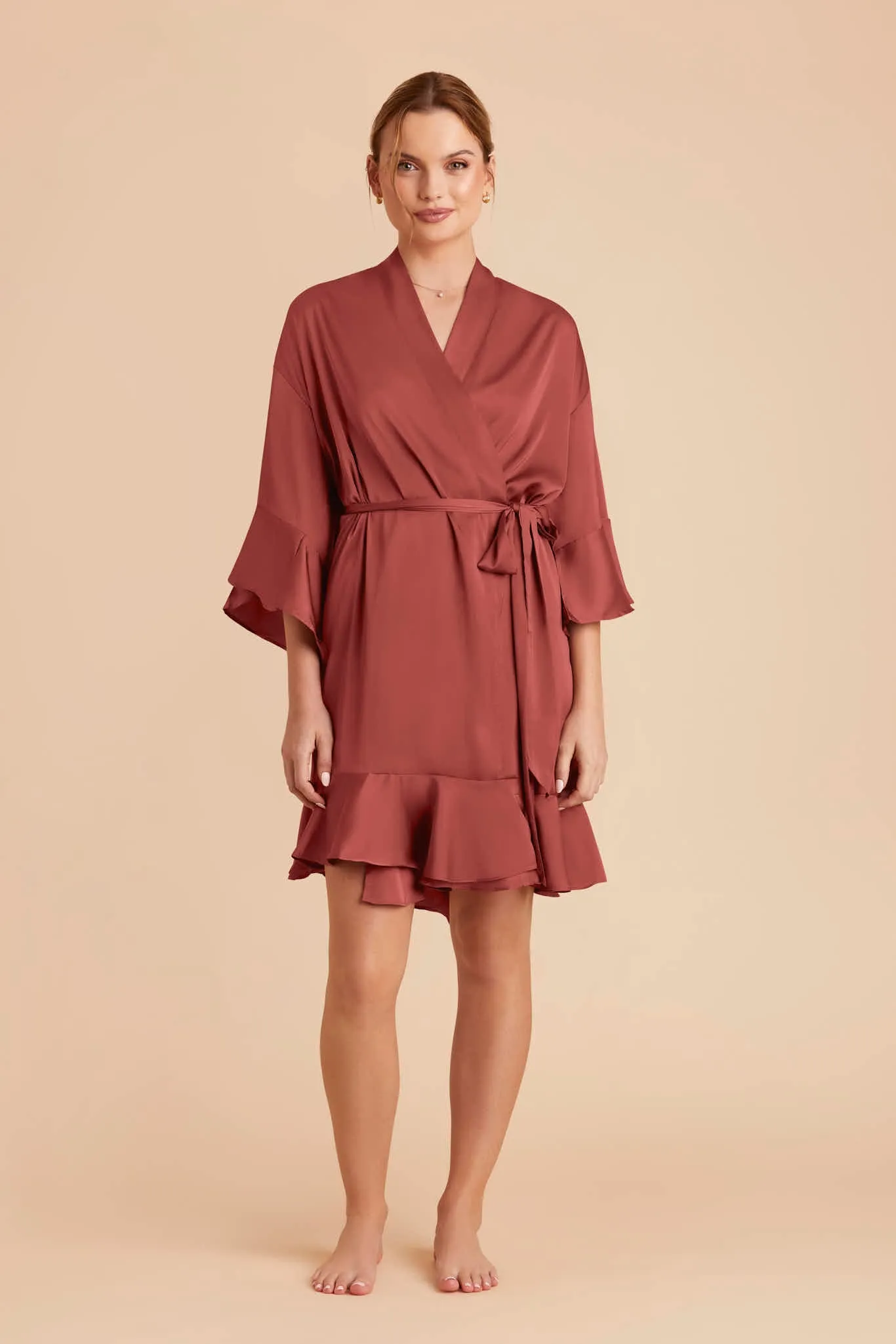 Kenny Ruffle Satin Robe - Auburn sold by Birdy Grey product image thumbnail 3