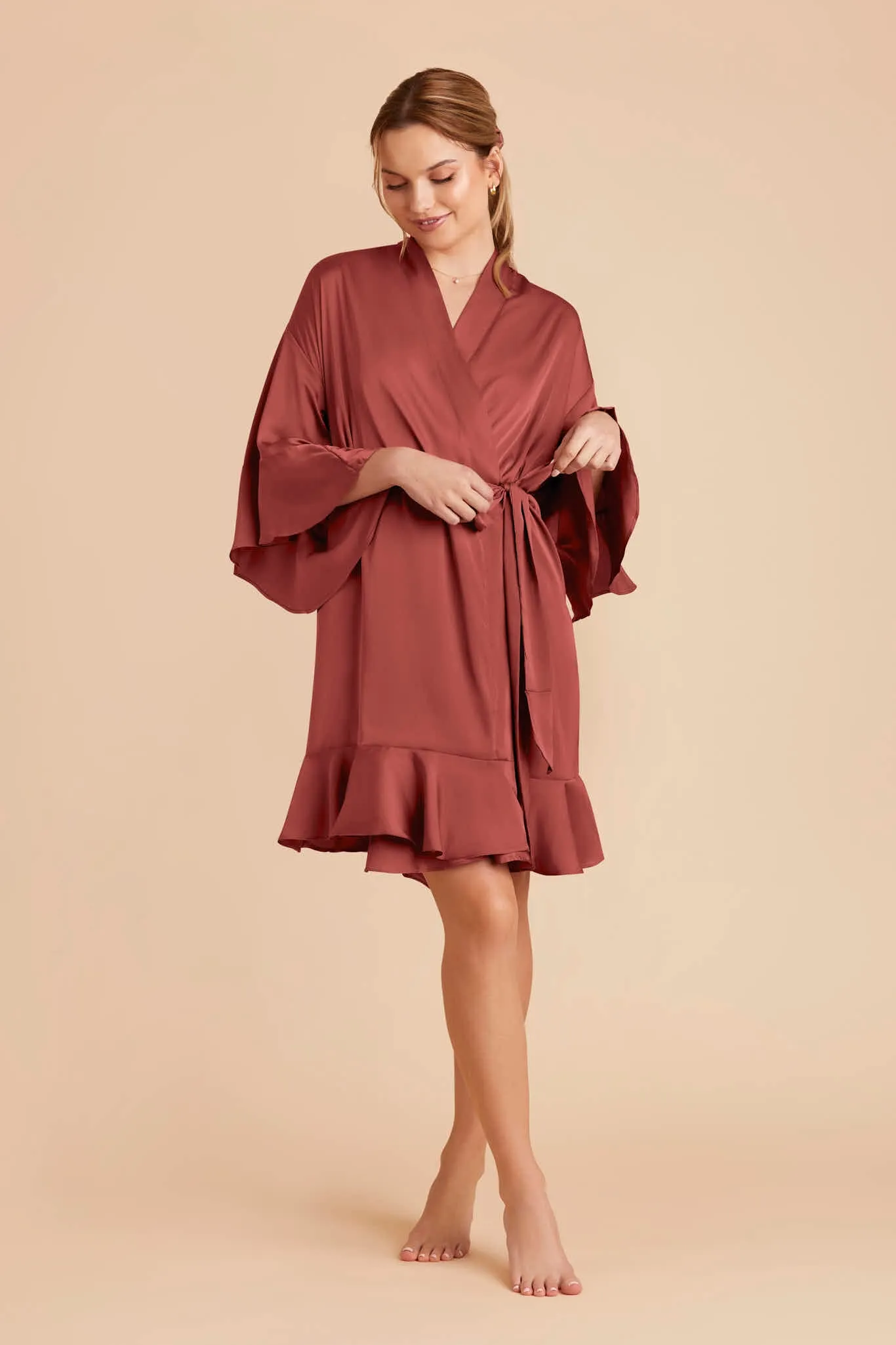 Kenny Ruffle Satin Robe - Auburn sold by Birdy Grey product image thumbnail 5