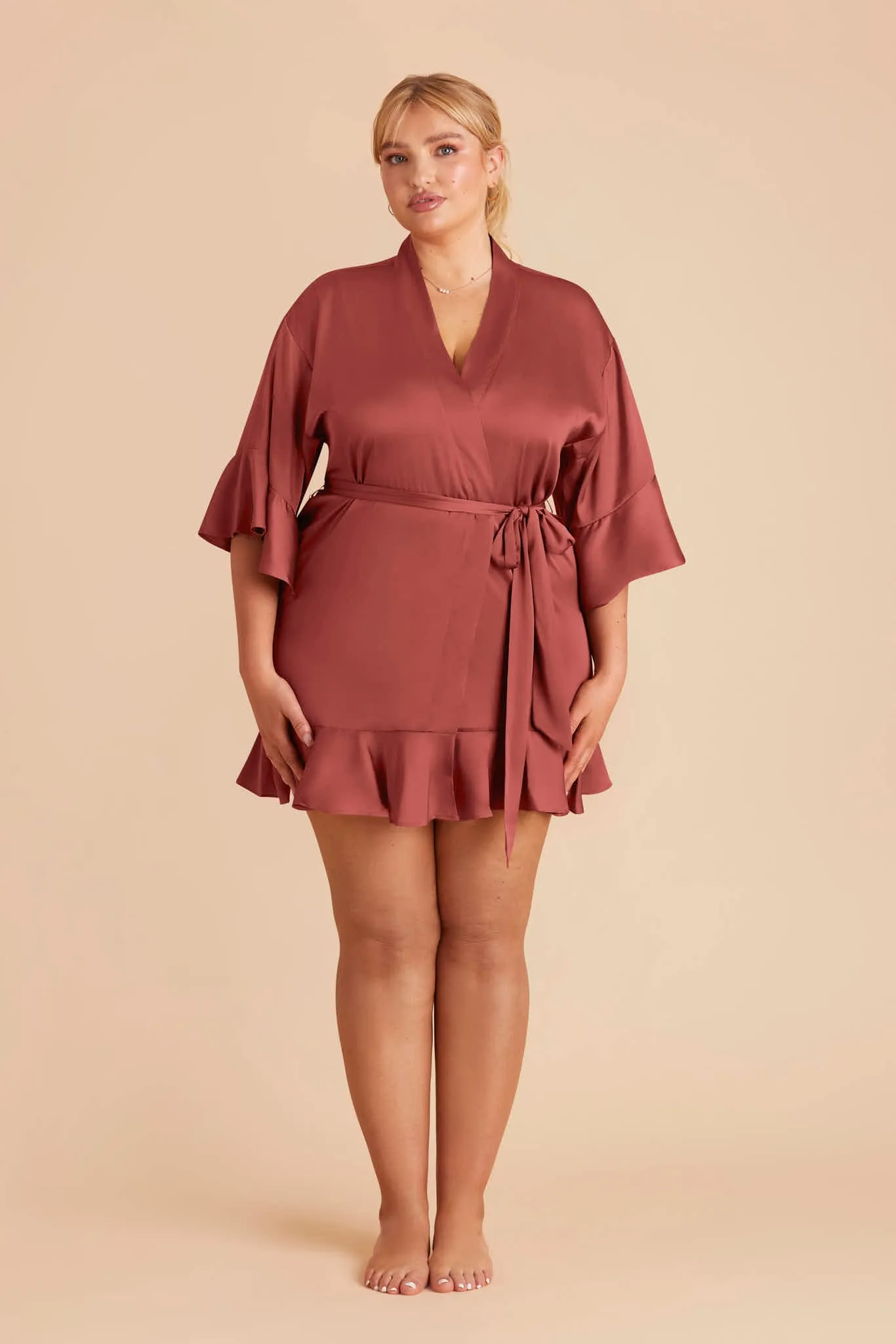 Kenny Ruffle Satin Robe - Auburn sold by Birdy Grey product image thumbnail 2