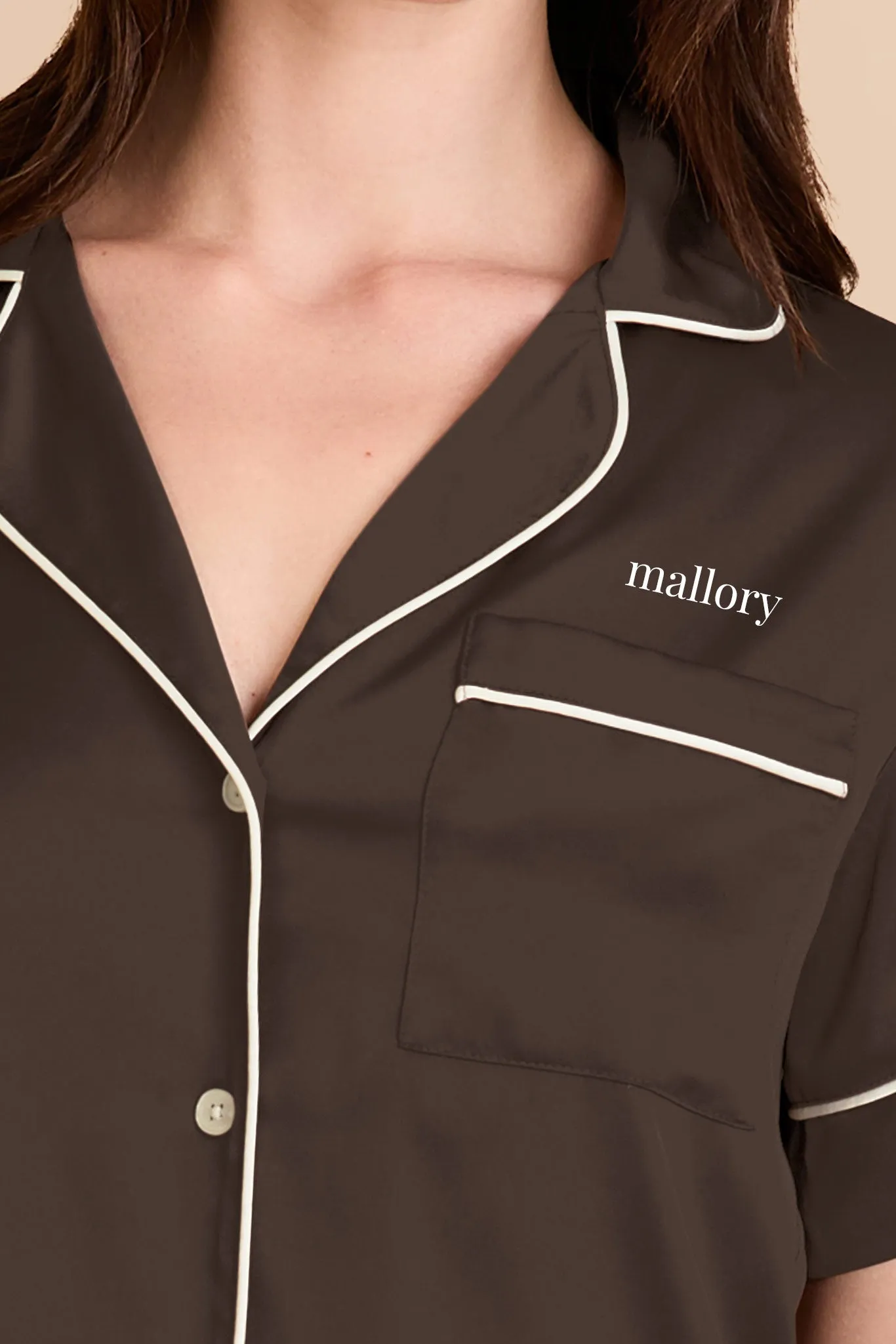 Jonny Satin Pajama Set - Espresso sold by Birdy Grey product image thumbnail 2