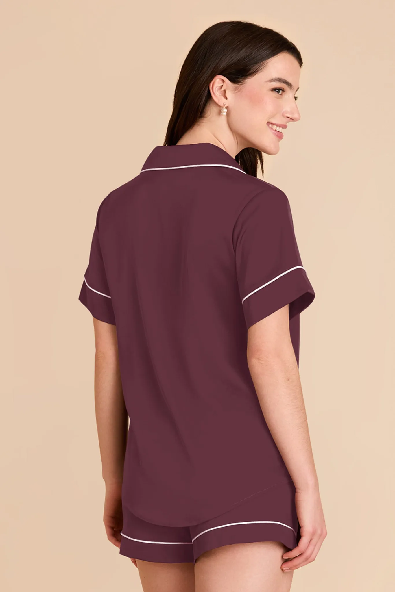 Jonny Satin Pajama Set - Cabernet sold by Birdy Grey product image thumbnail 5