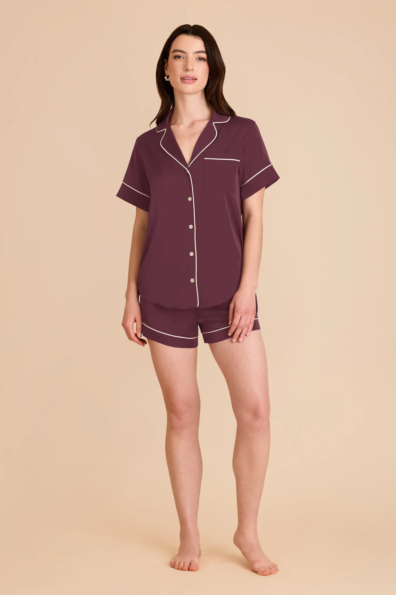 Jonny Satin Pajama Set - Cabernet sold by Birdy Grey product image thumbnail 4