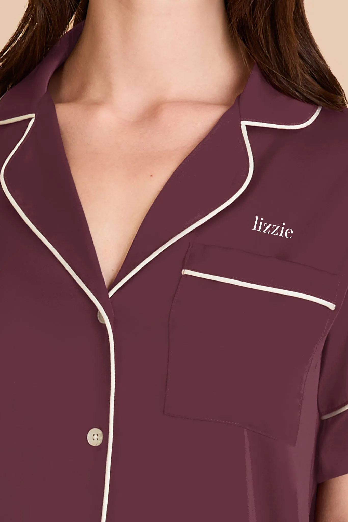 Jonny Satin Pajama Set - Cabernet sold by Birdy Grey product image thumbnail 2