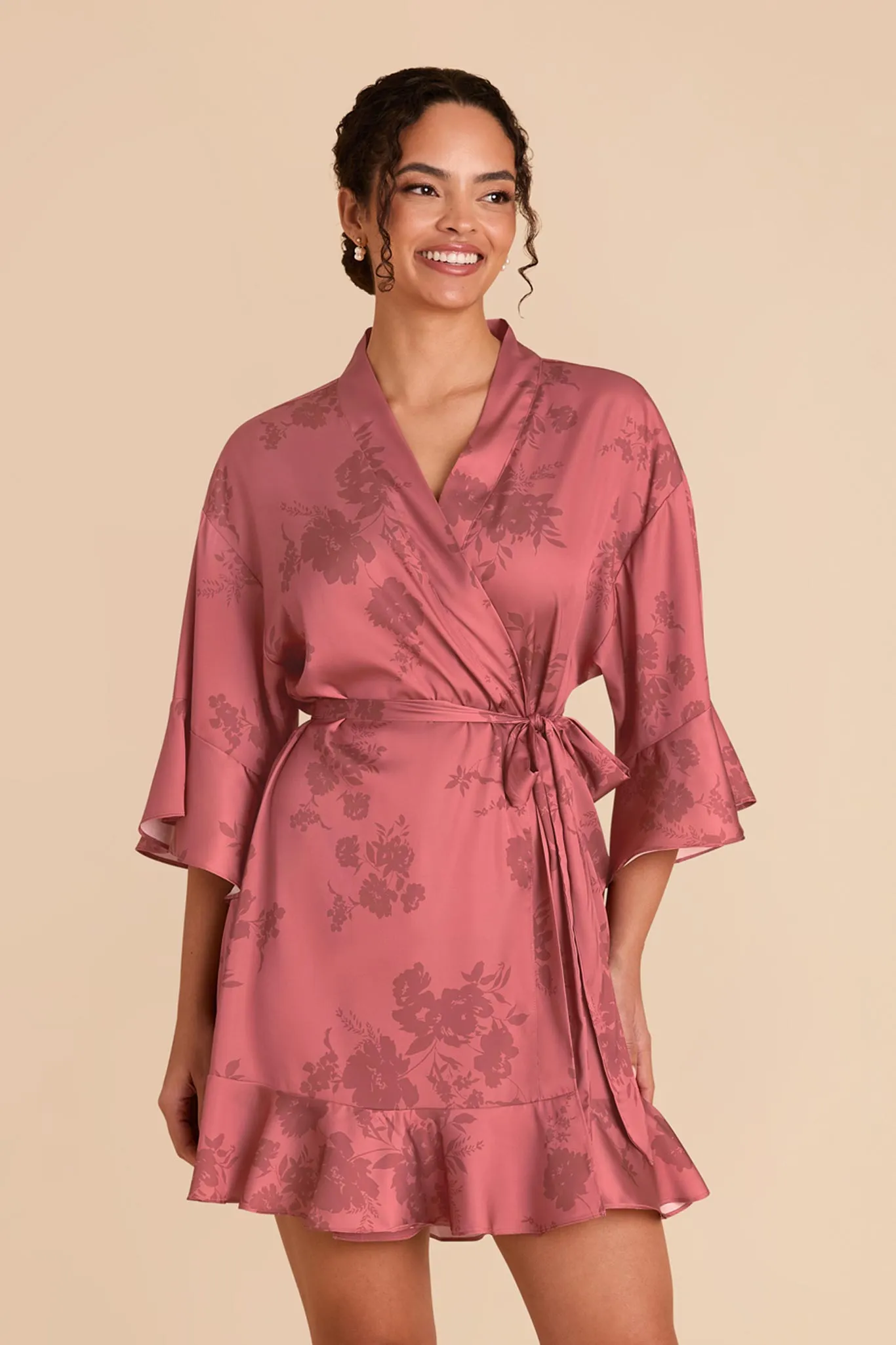 Kenny Floral Ruffle Robe - Wild Rose Whimsical Blooms sold by Birdy Grey product image thumbnail 3
