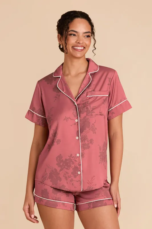 Jonny Satin Floral Pajama Set - Wild Rose Whimsical Blooms sold by Birdy Grey