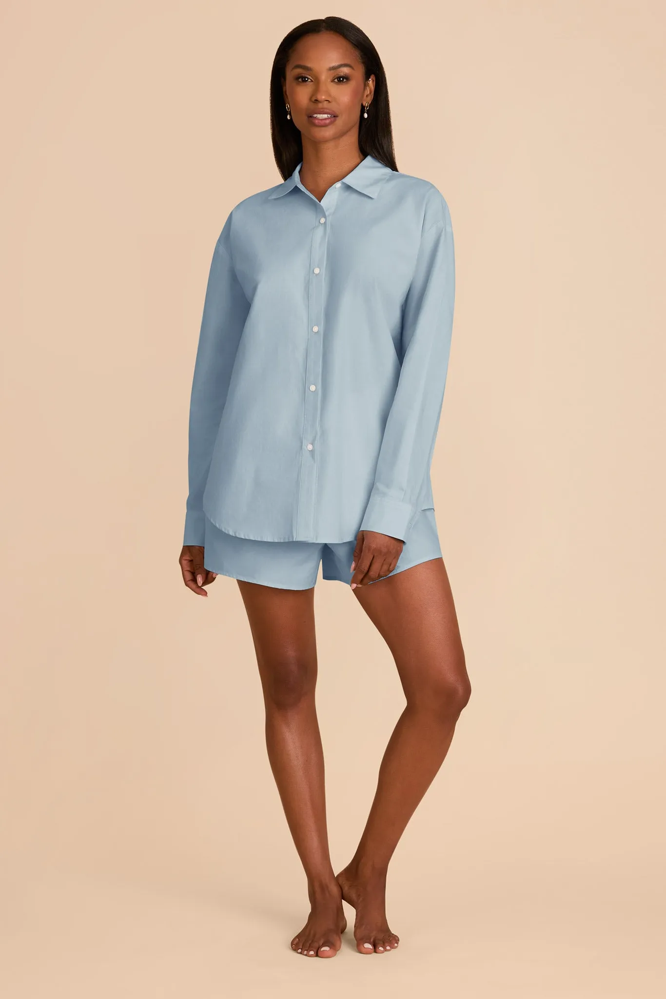 Ashtin Solid Shirt and Boxer Short Set - Light Blue sold by Birdy Grey product image thumbnail 3