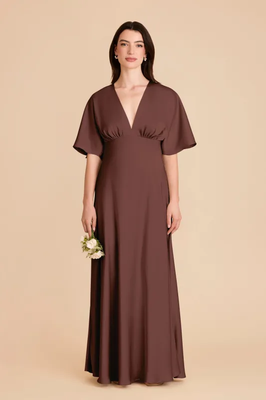 Shyla Matte Satin Dress - Chocolate Brown sold by Birdy Grey