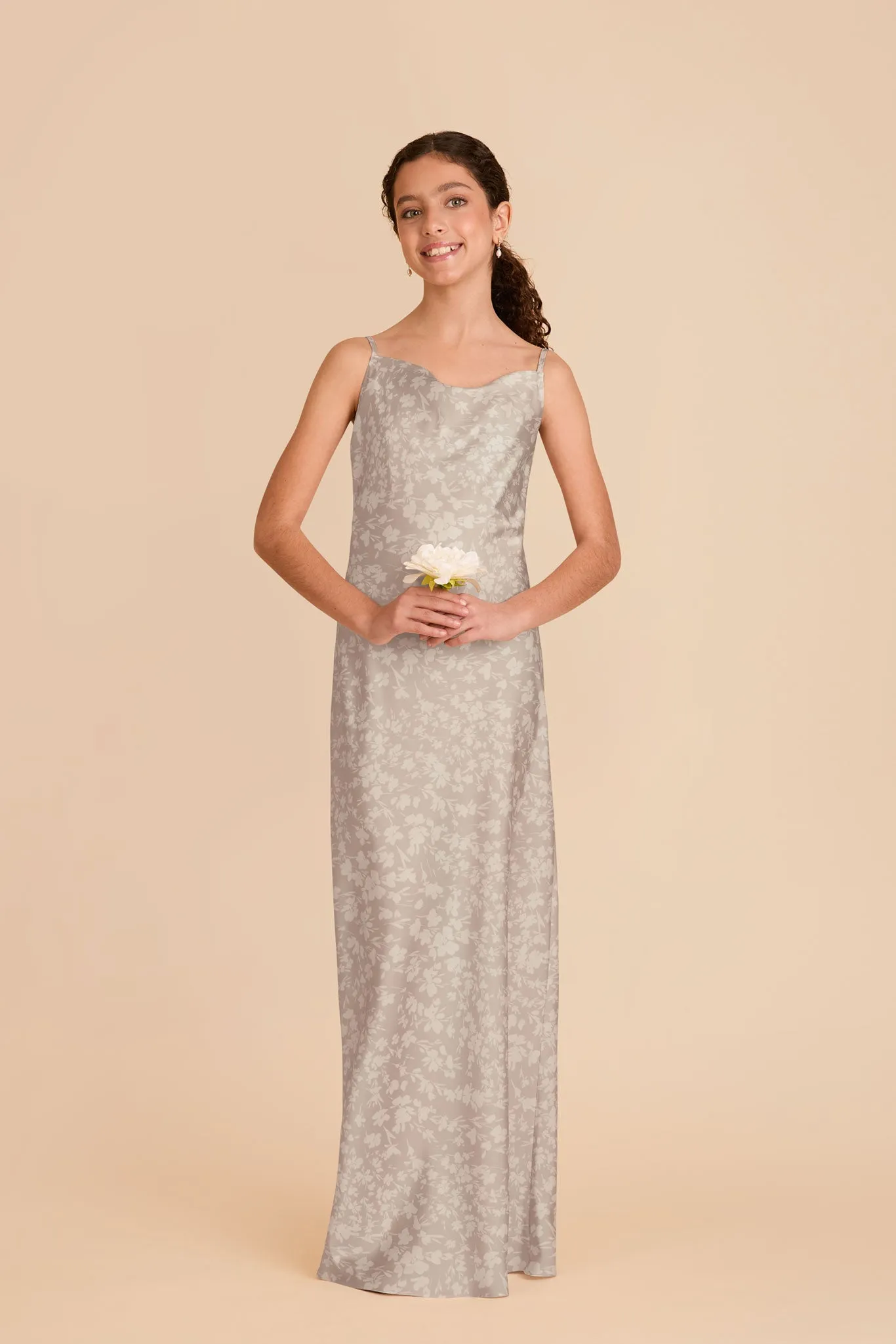 Elisa Junior Matte Satin Dress - Almond Dreamy Floral sold by Birdy Grey product image thumbnail 2