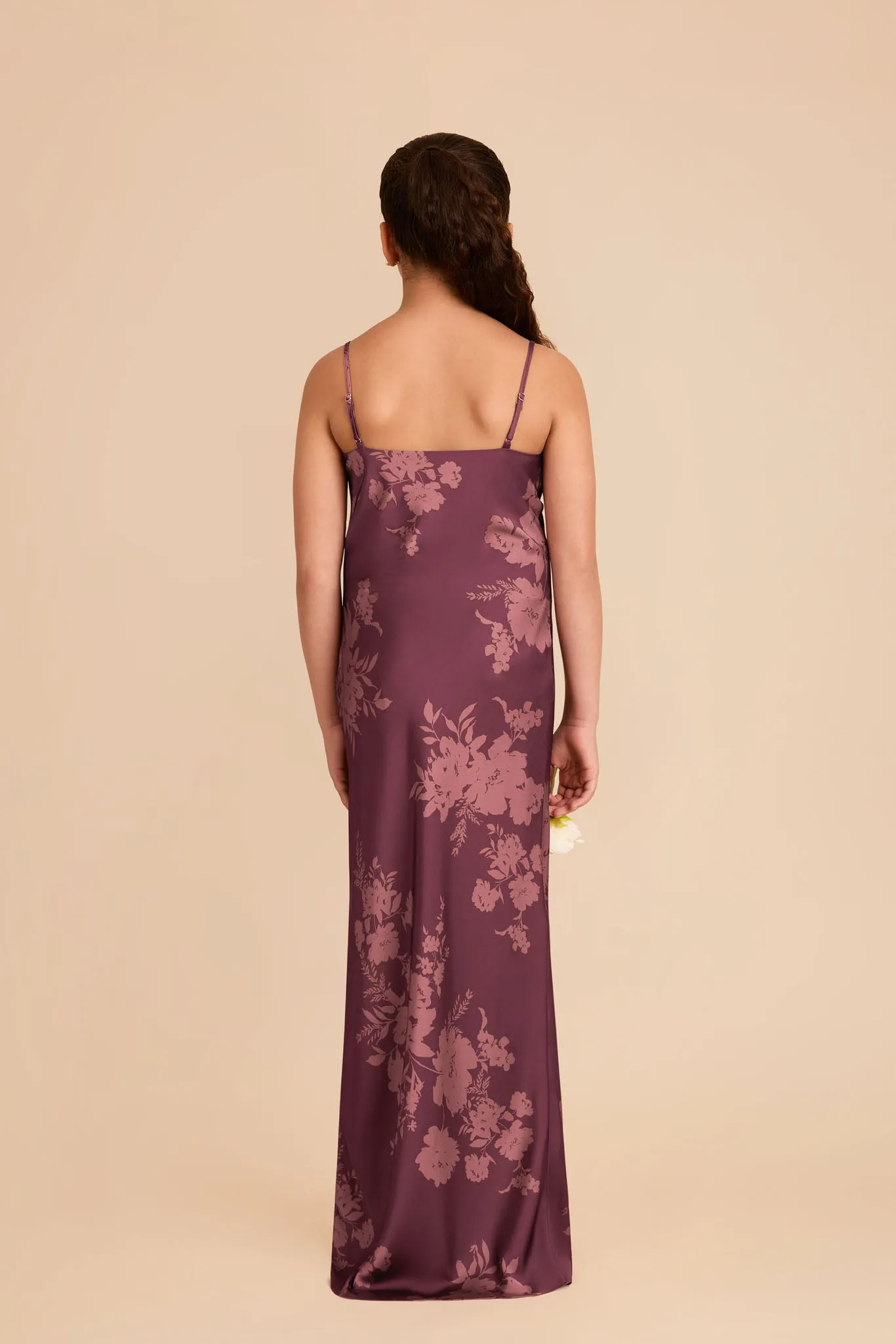 Elisa Junior Matte Satin Dress - Sangria Whimsical Blooms sold by Birdy Grey product image thumbnail 4