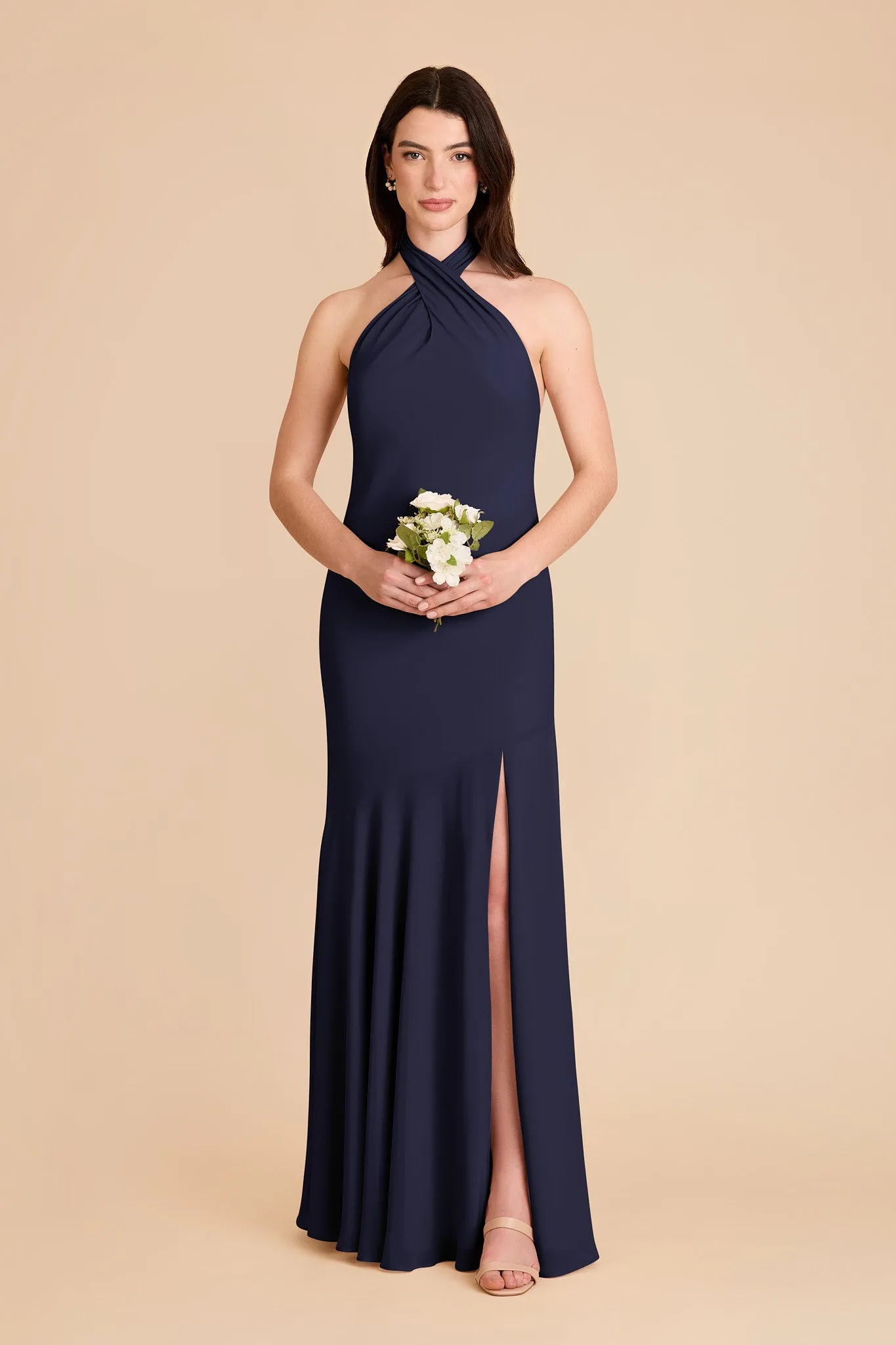 Stephanie Chiffon Dress - Navy sold by Birdy Grey