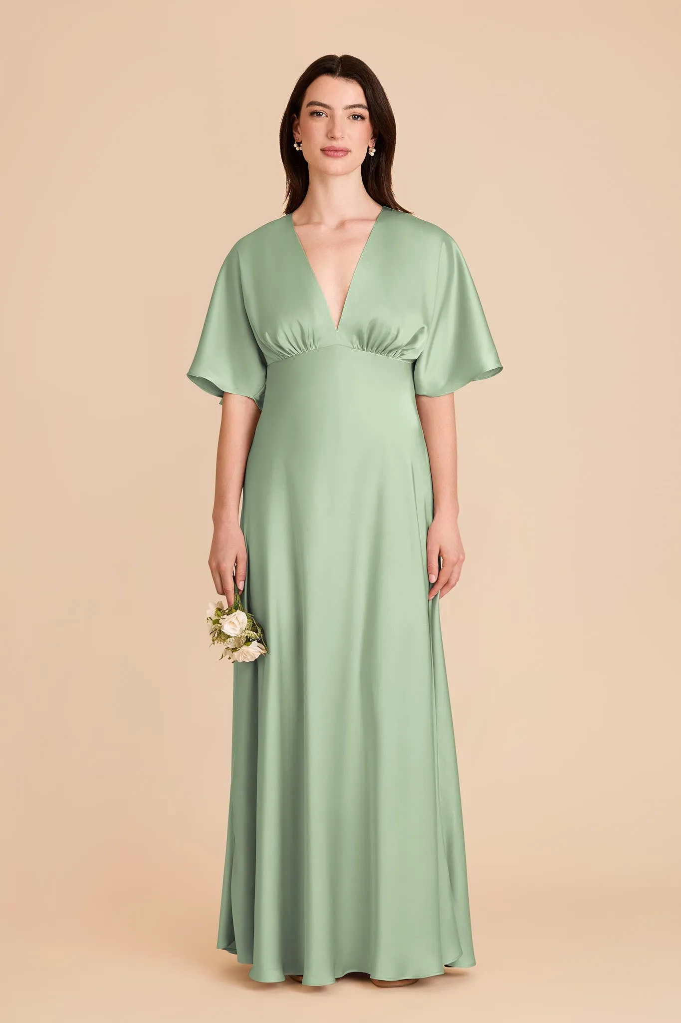 Shyla Matte Satin Dress - Pistachio sold by Birdy Grey
