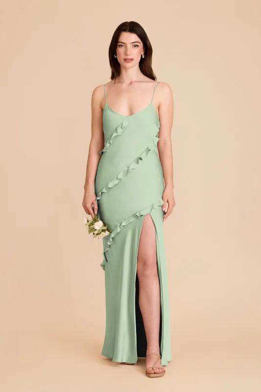 Valentina Matte Satin Dress - Pistachio sold by Birdy Grey