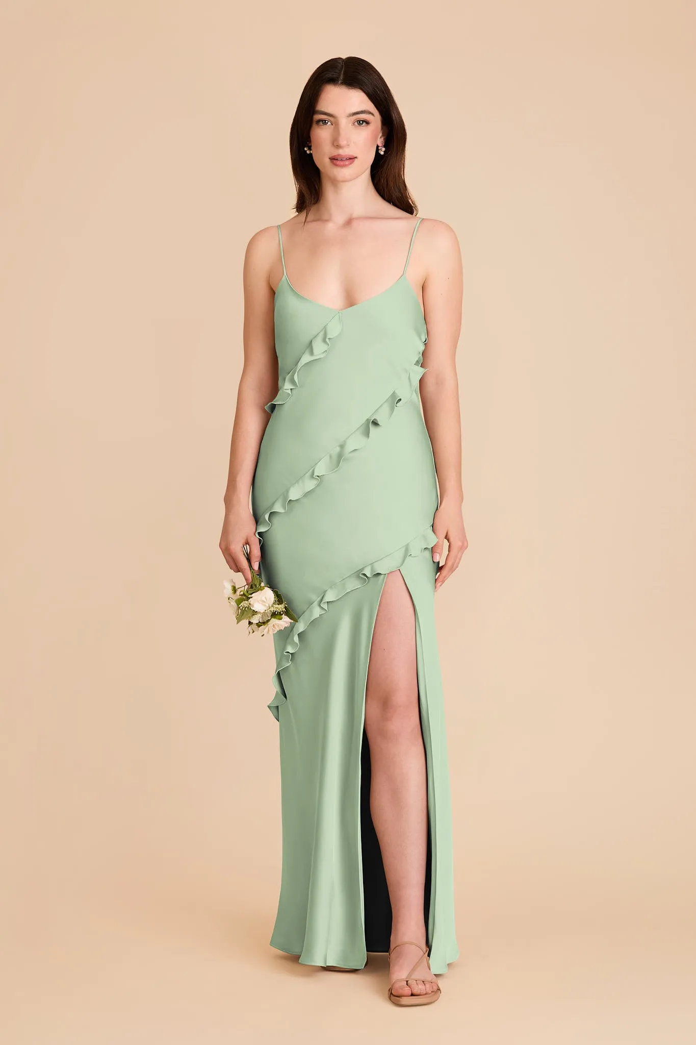 Valentina Matte Satin Dress - Pistachio sold by Birdy Grey