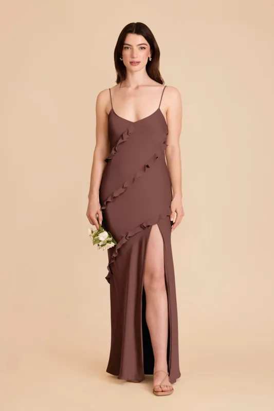 Valentina Matte Satin Dress - Chocolate Brown sold by Birdy Grey
