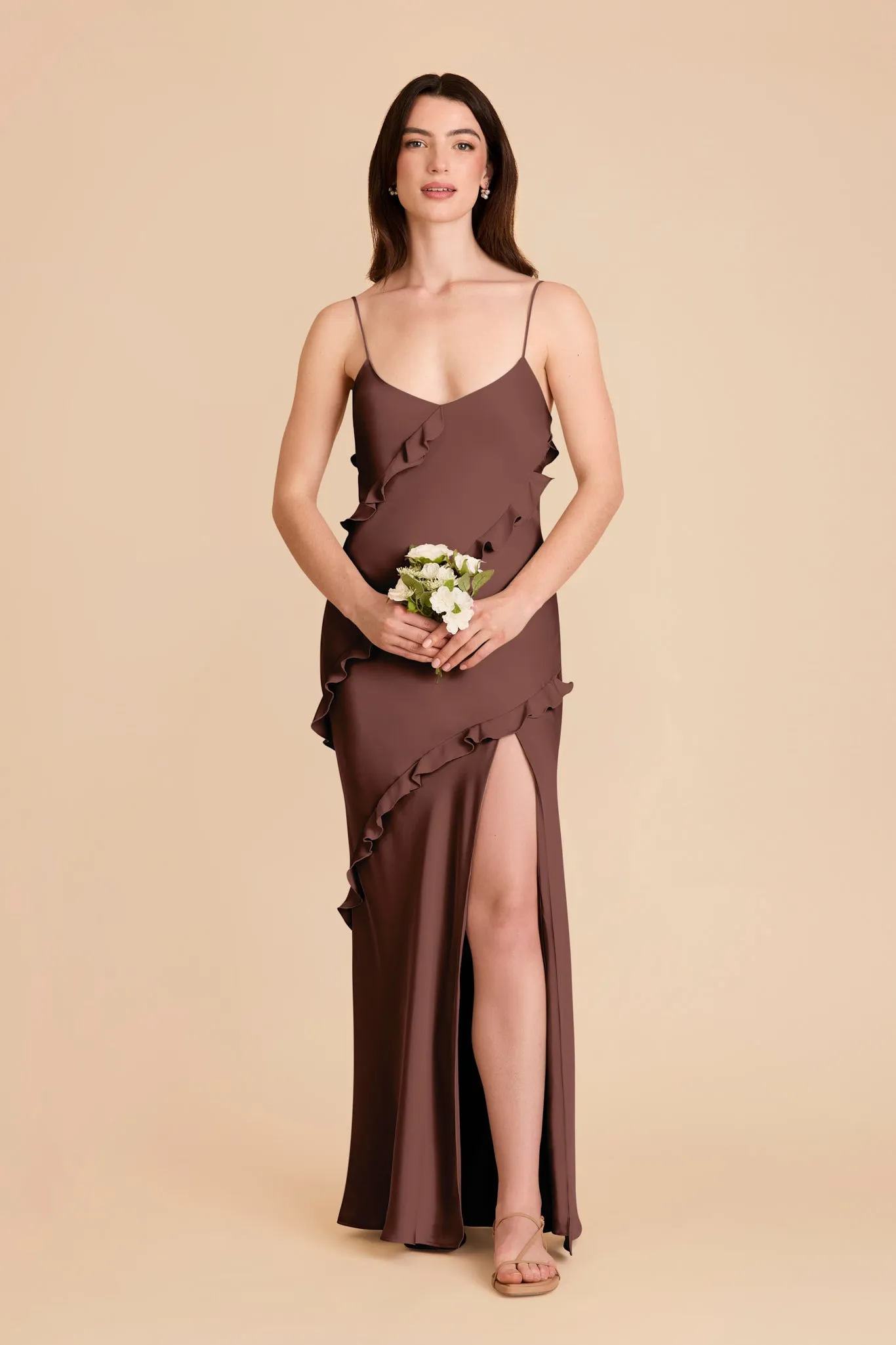 Valentina Matte Satin Dress - Chocolate Brown sold by Birdy Grey product image thumbnail 3