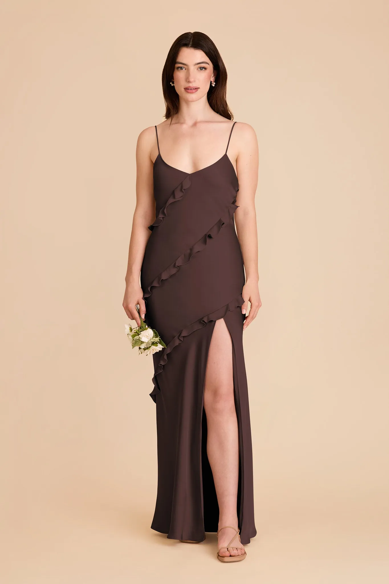 Valentina Matte Satin Dress - Espresso sold by Birdy Grey
