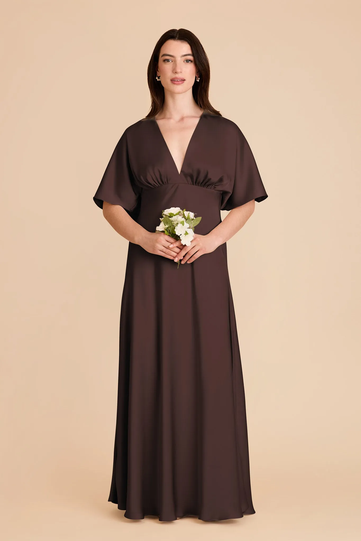 Shyla Matte Satin Dress - Espresso sold by Birdy Grey