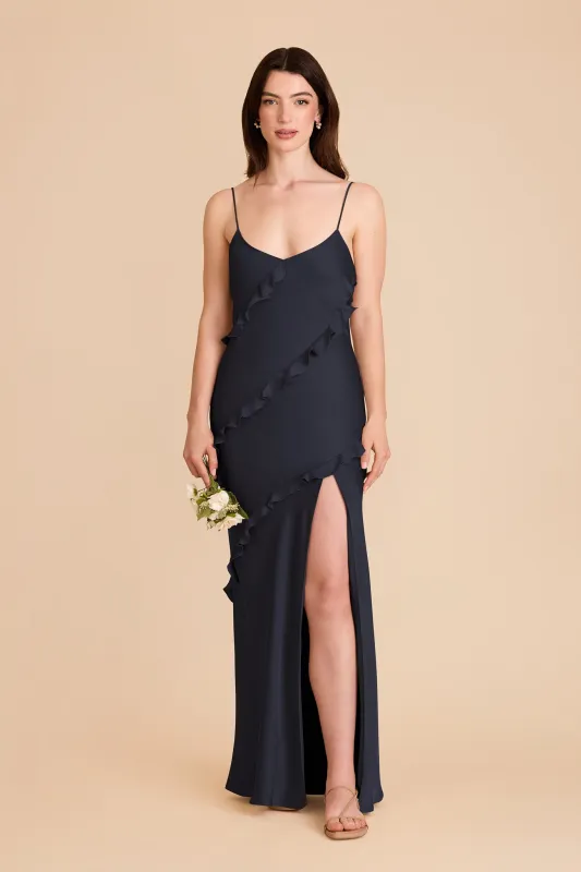 Valentina Matte Satin Dress - Navy sold by Birdy Grey