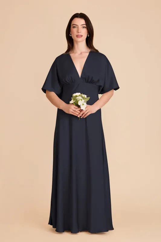 Shyla Matte Satin Dress - Navy sold by Birdy Grey