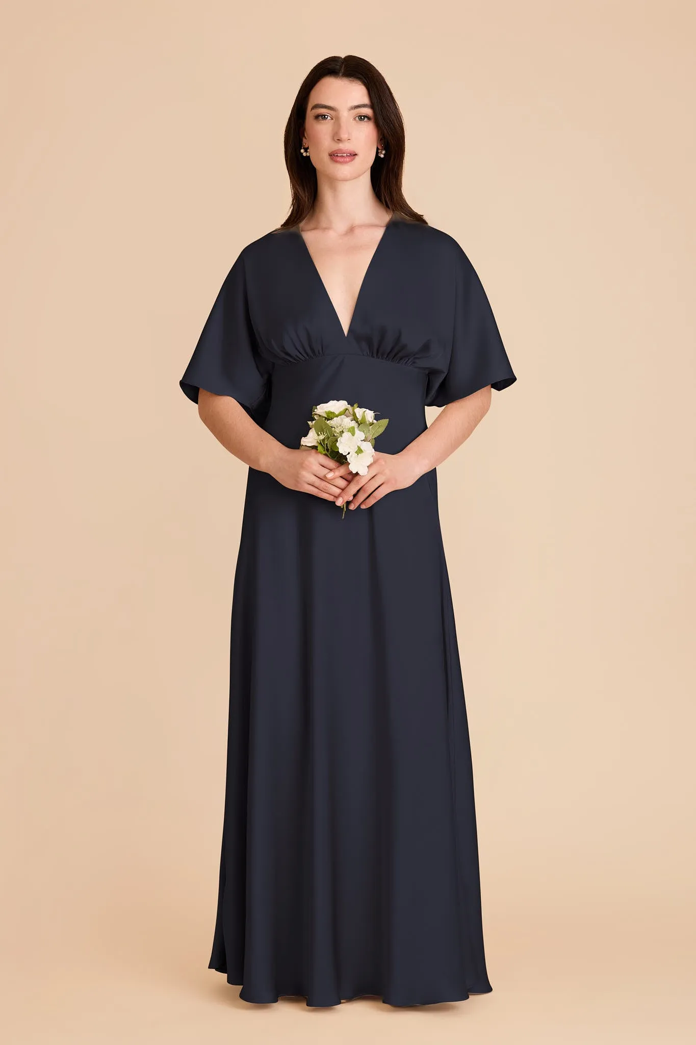 Shyla Matte Satin Dress - Navy sold by Birdy Grey