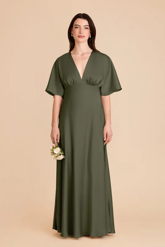 Shyla Matte Satin Dress - Olive sold by Birdy Grey