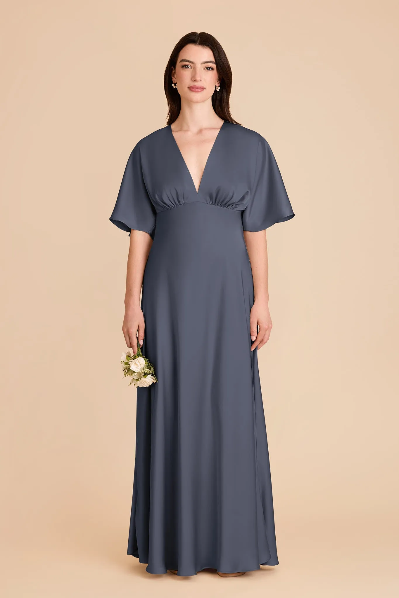 Shyla Matte Satin Dress - Dusk Blue sold by Birdy Grey