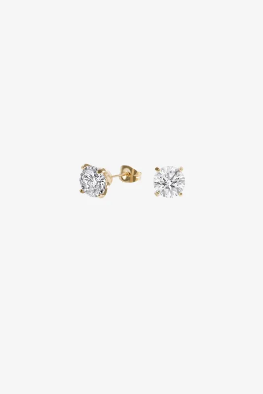 Stainless 8mm Round CZ Stud Earrings by Mia Bijoux - Gold sold by Birdy Grey
