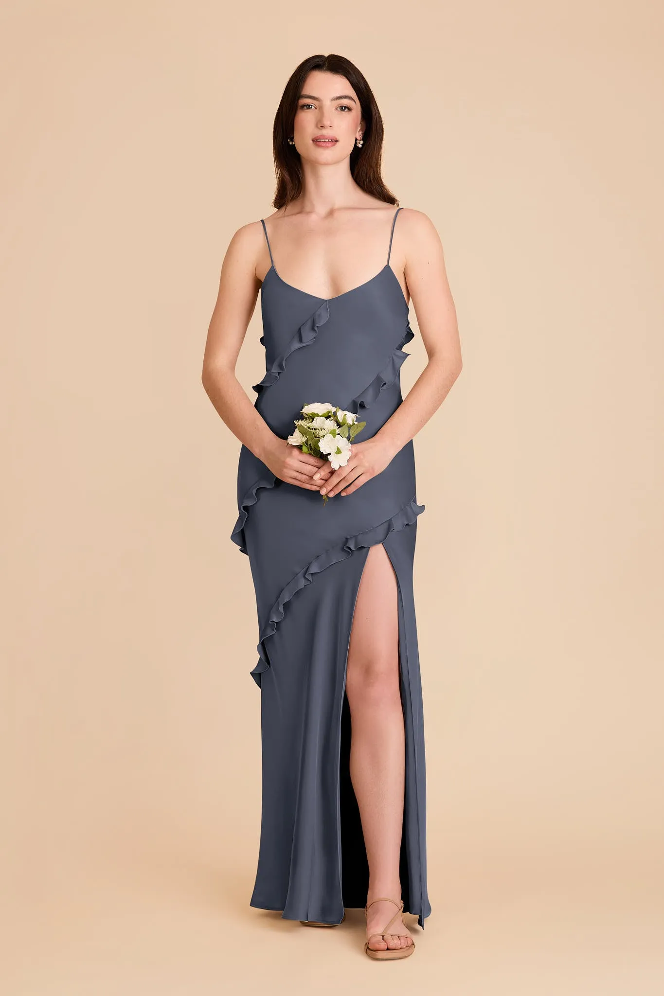 Valentina Matte Satin Dress - Dusk Blue sold by Birdy Grey
