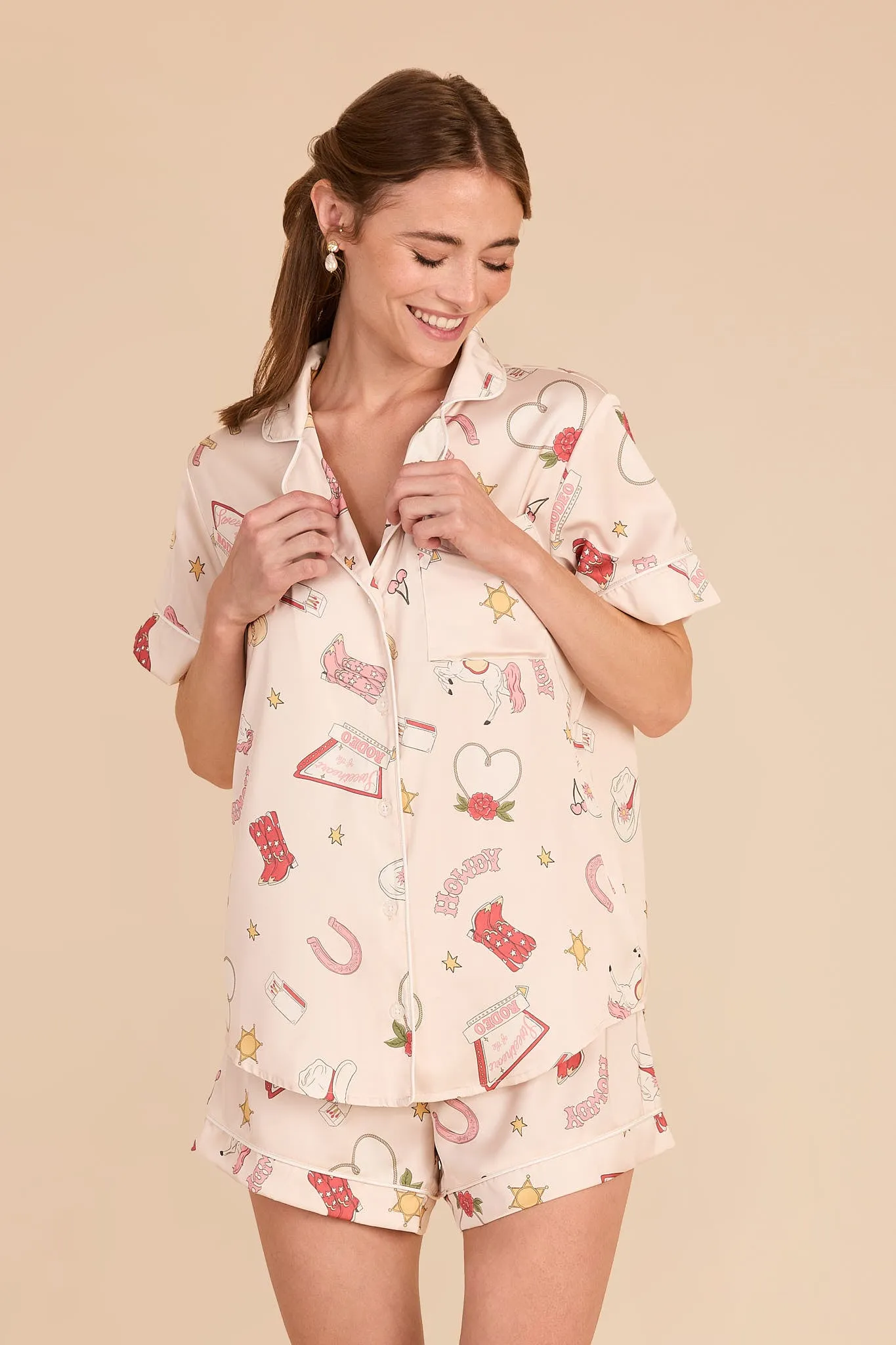 Jonny Satin Print Pajama Set - Last Rodeo sold by Birdy Grey product image thumbnail 4