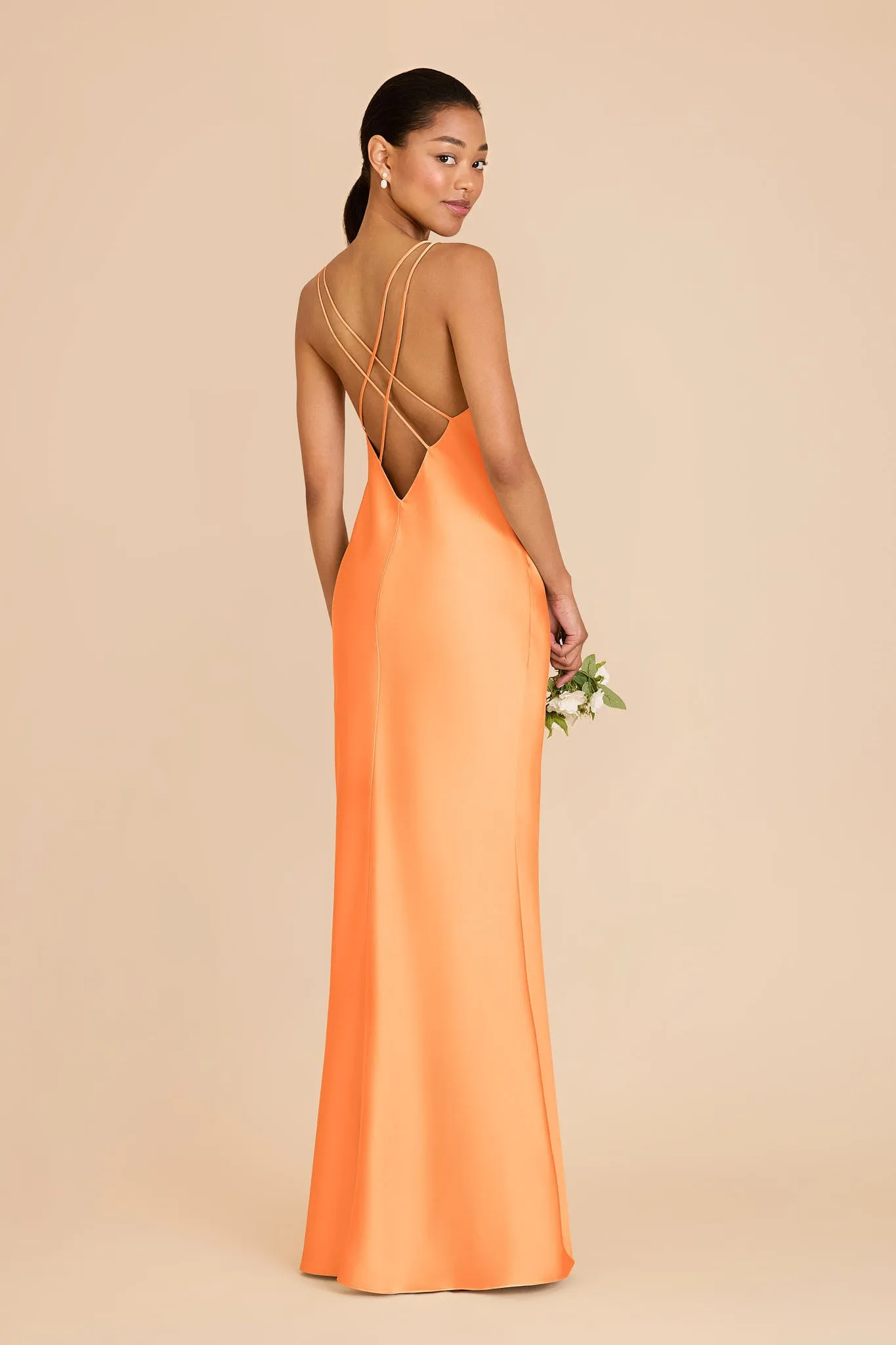 Dasha Matte Satin Dress - Apricot sold by Birdy Grey product image thumbnail 4