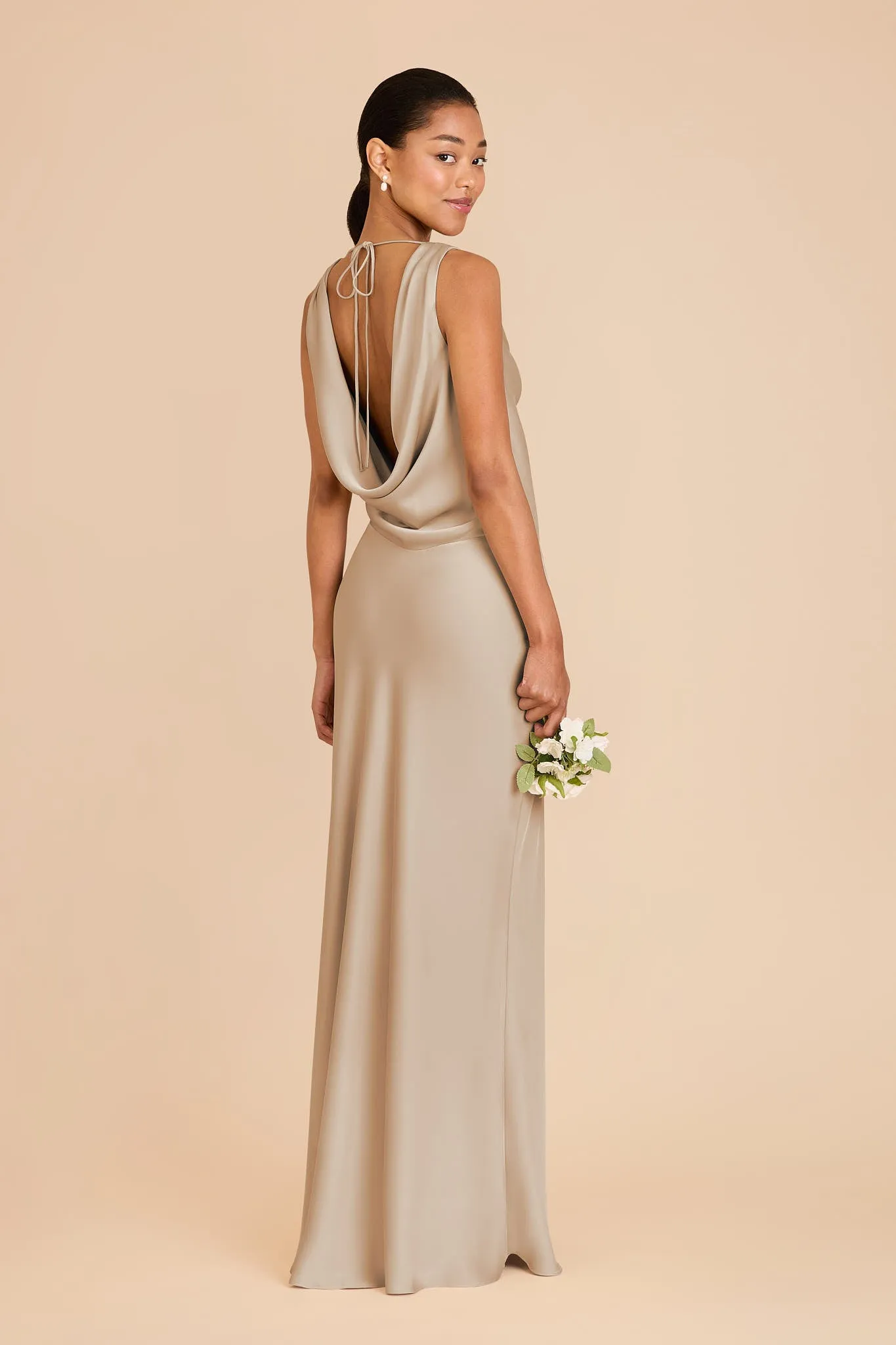 Bonnie Matte Satin Dress - Neutral Champagne sold by Birdy Grey product image thumbnail 4