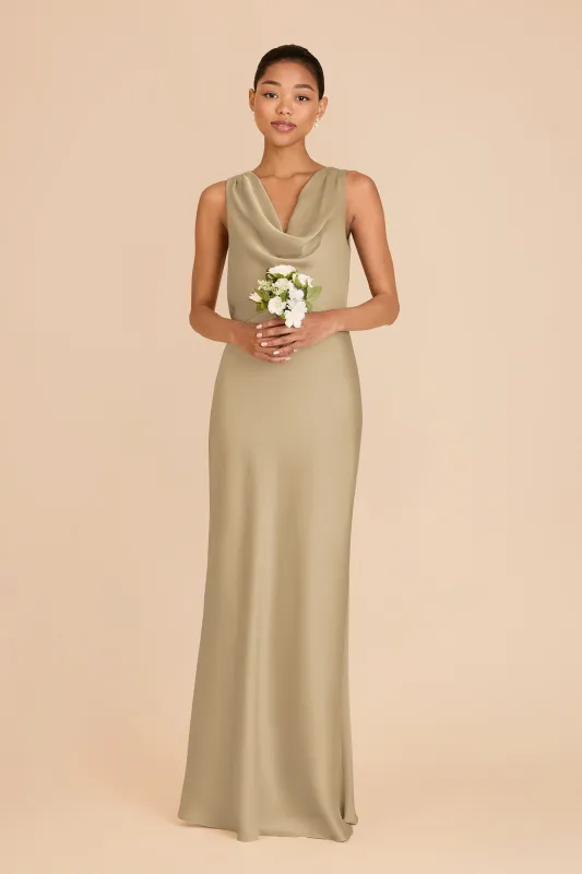 Bonnie Matte Satin Dress - Moss Green sold by Birdy Grey