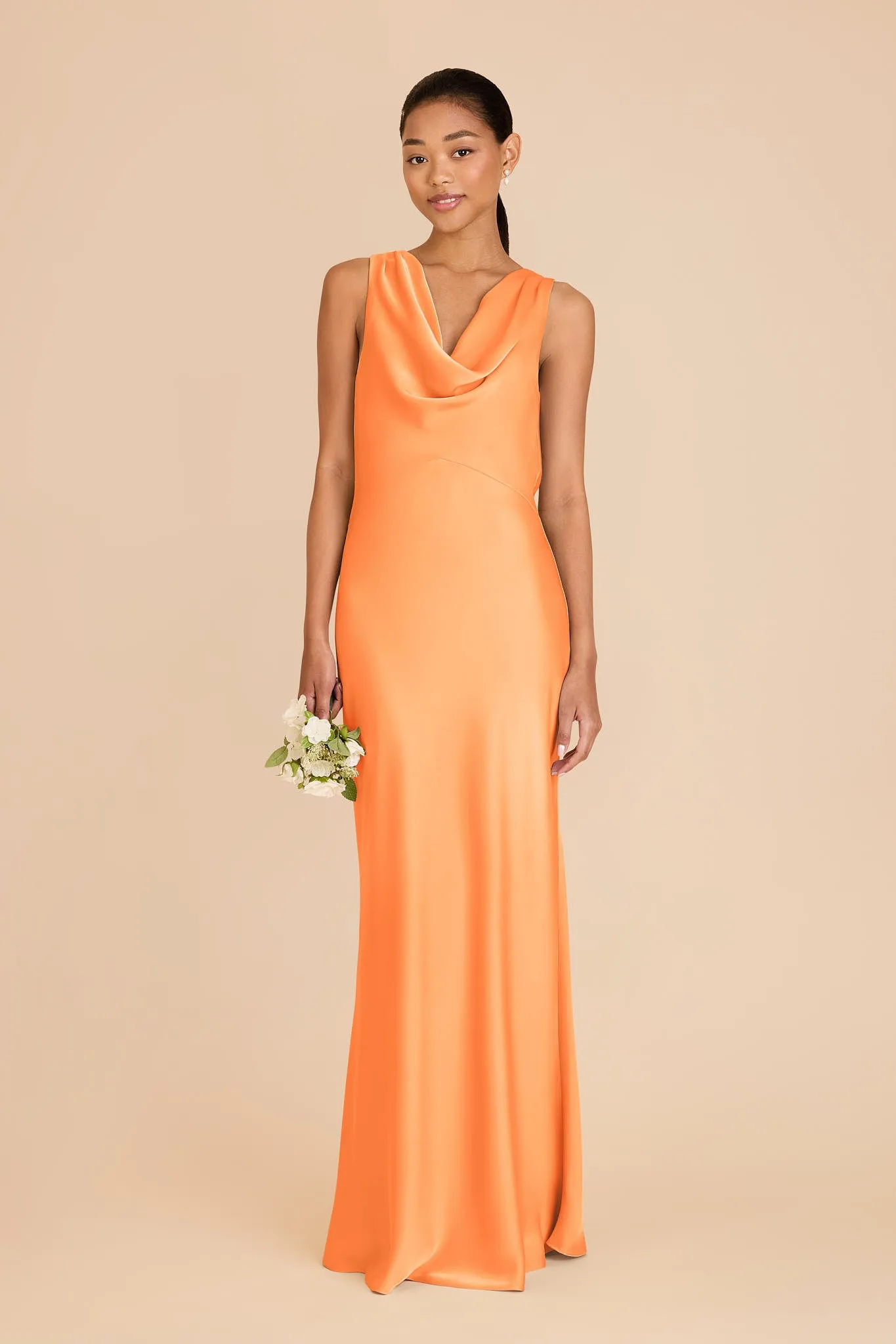 Bonnie Matte Satin Dress - Apricot sold by Birdy Grey
