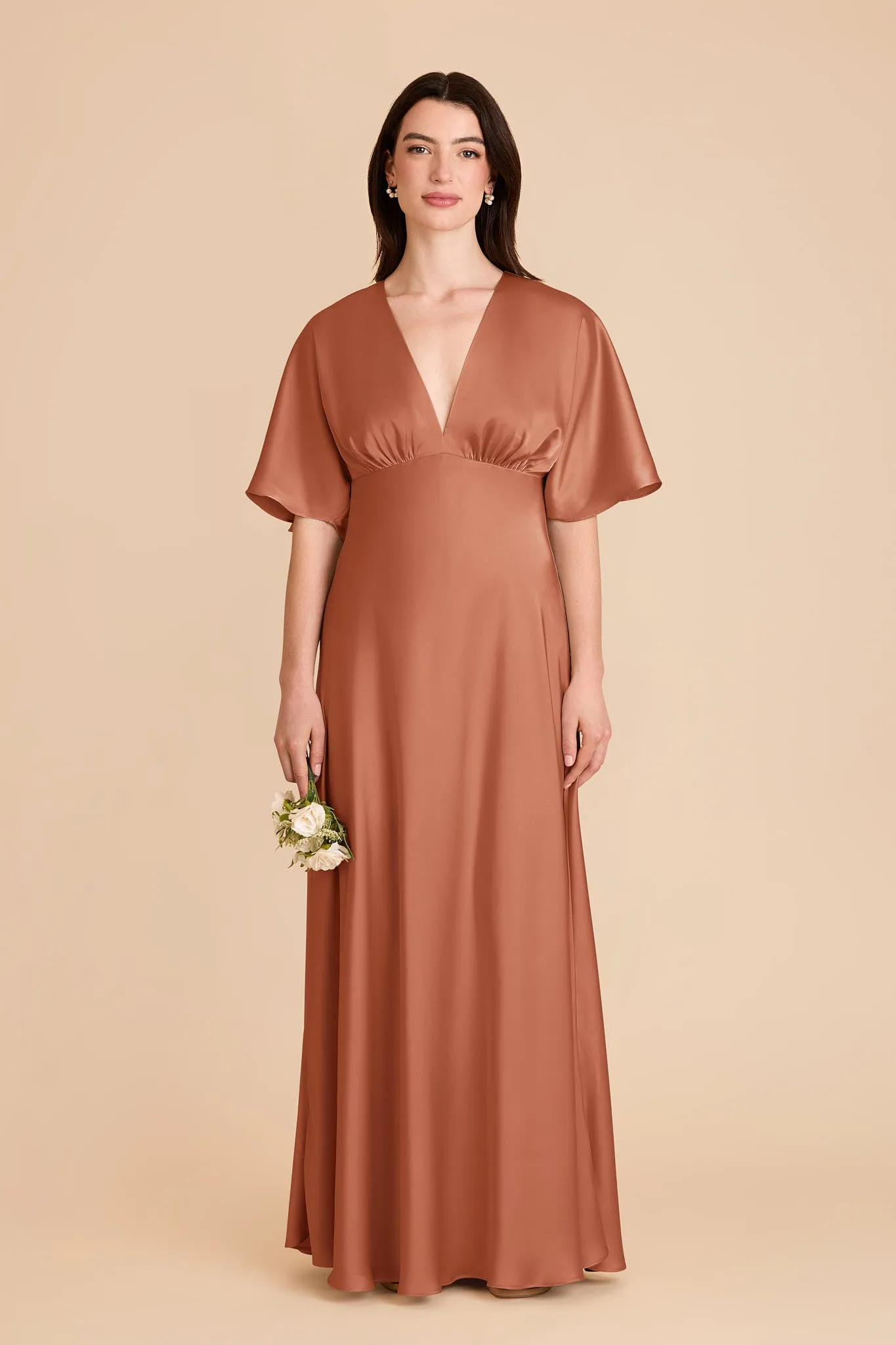 Shyla Matte Satin Dress - Terracotta sold by Birdy Grey