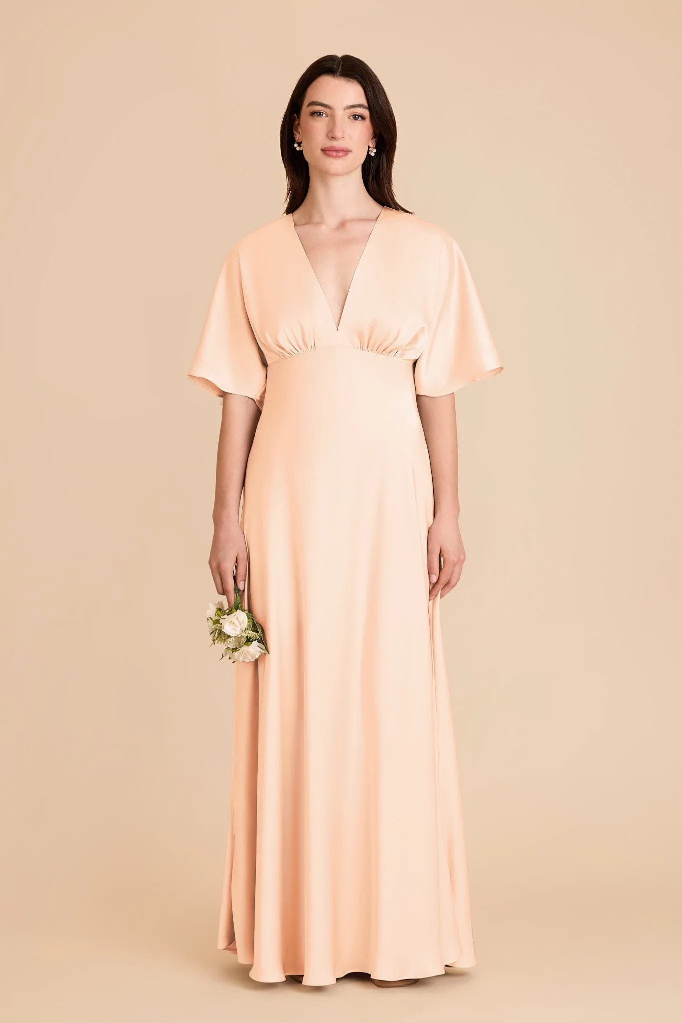 Shyla Matte Satin Dress - Peach Cream sold by Birdy Grey