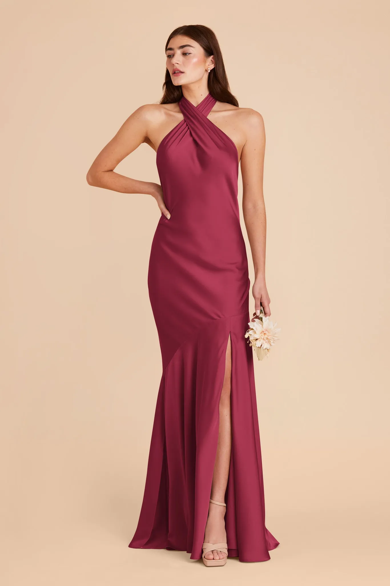 Stephanie Matte Satin Dress - Berry sold by Birdy Grey product image thumbnail 3