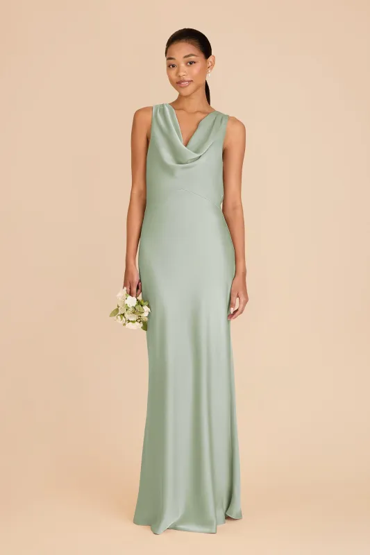 Bonnie Matte Satin Dress - Sage made by Birdy Grey