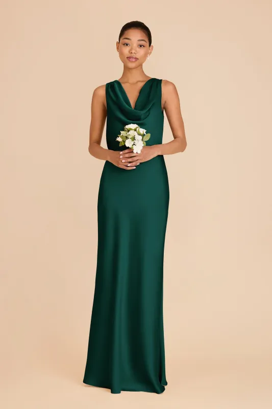 Bonnie Matte Satin Dress - Emerald made by Birdy Grey