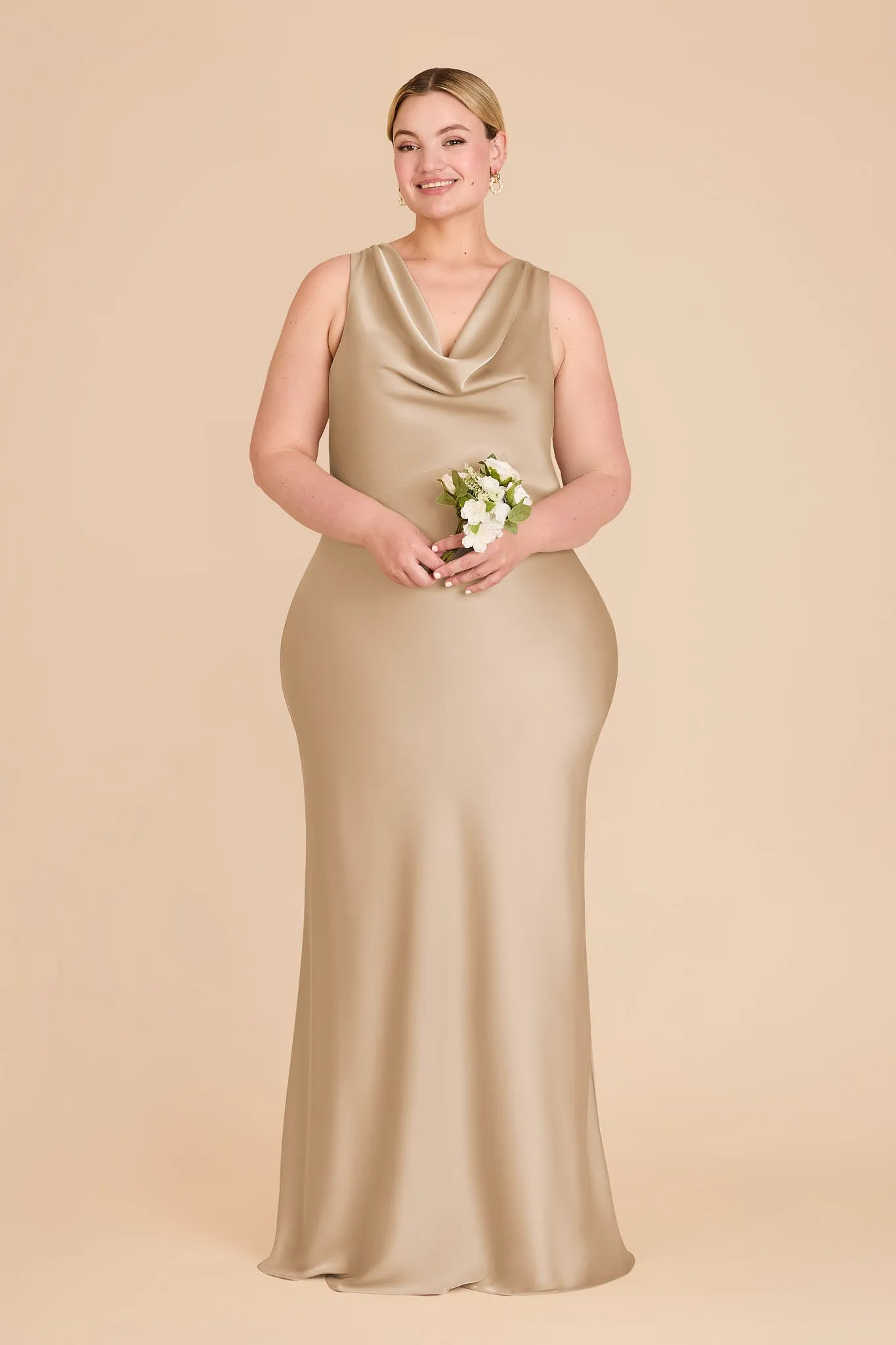 Bonnie Matte Satin Dress - Gold sold by Birdy Grey product image thumbnail 2