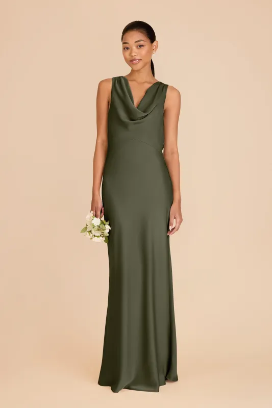 Bonnie Matte Satin Dress - Olive made by Birdy Grey